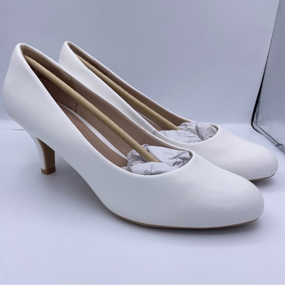 ANKIS low heel comfortable womens white pumps Size 8 - Picture 9 of 15